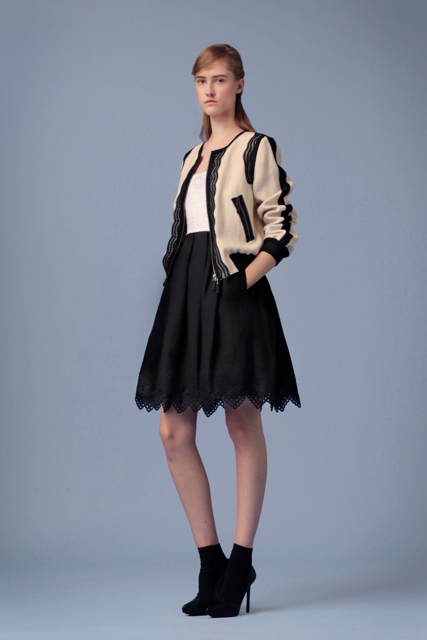 fitted black skirt with jacket