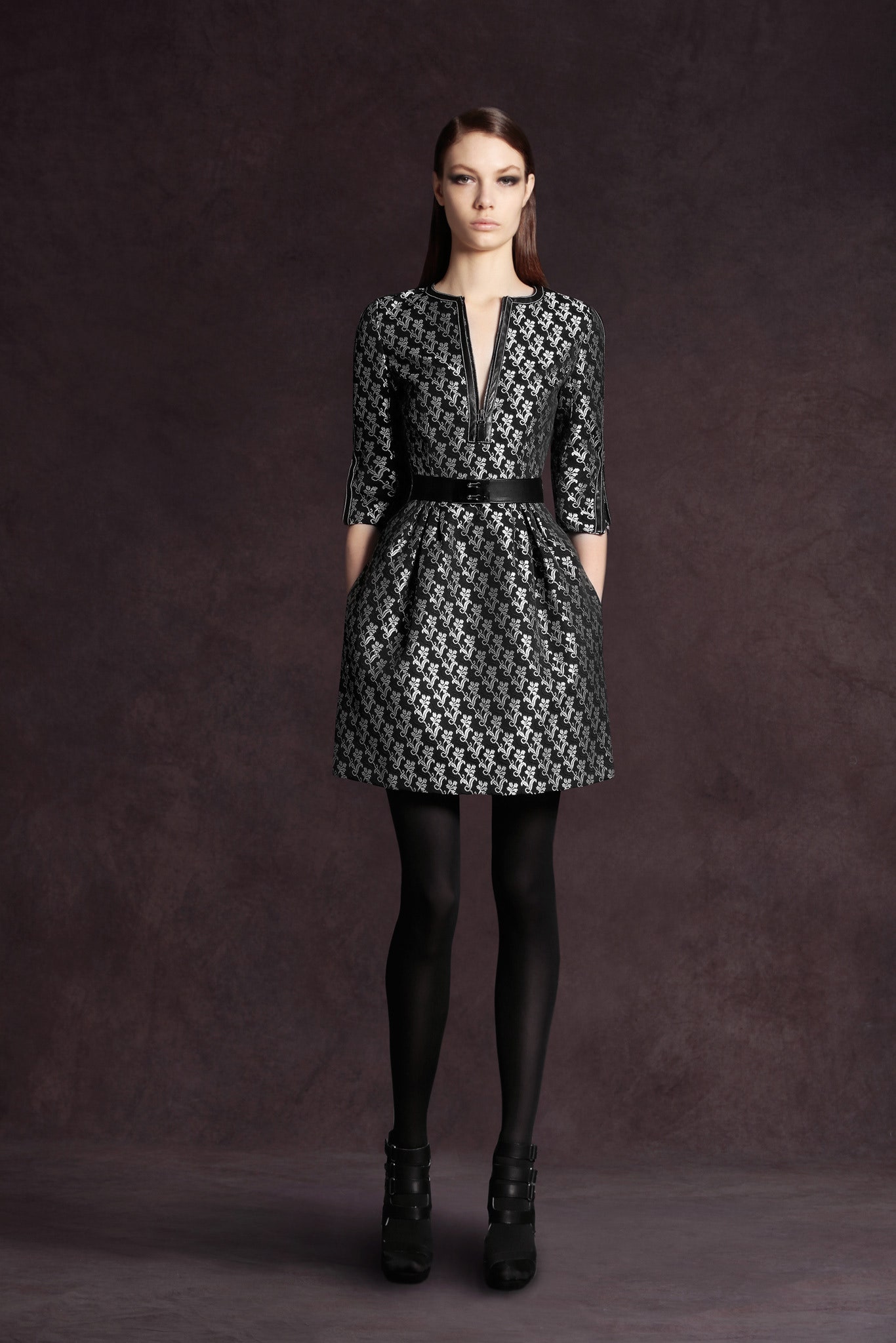 black gray silk fitted dress