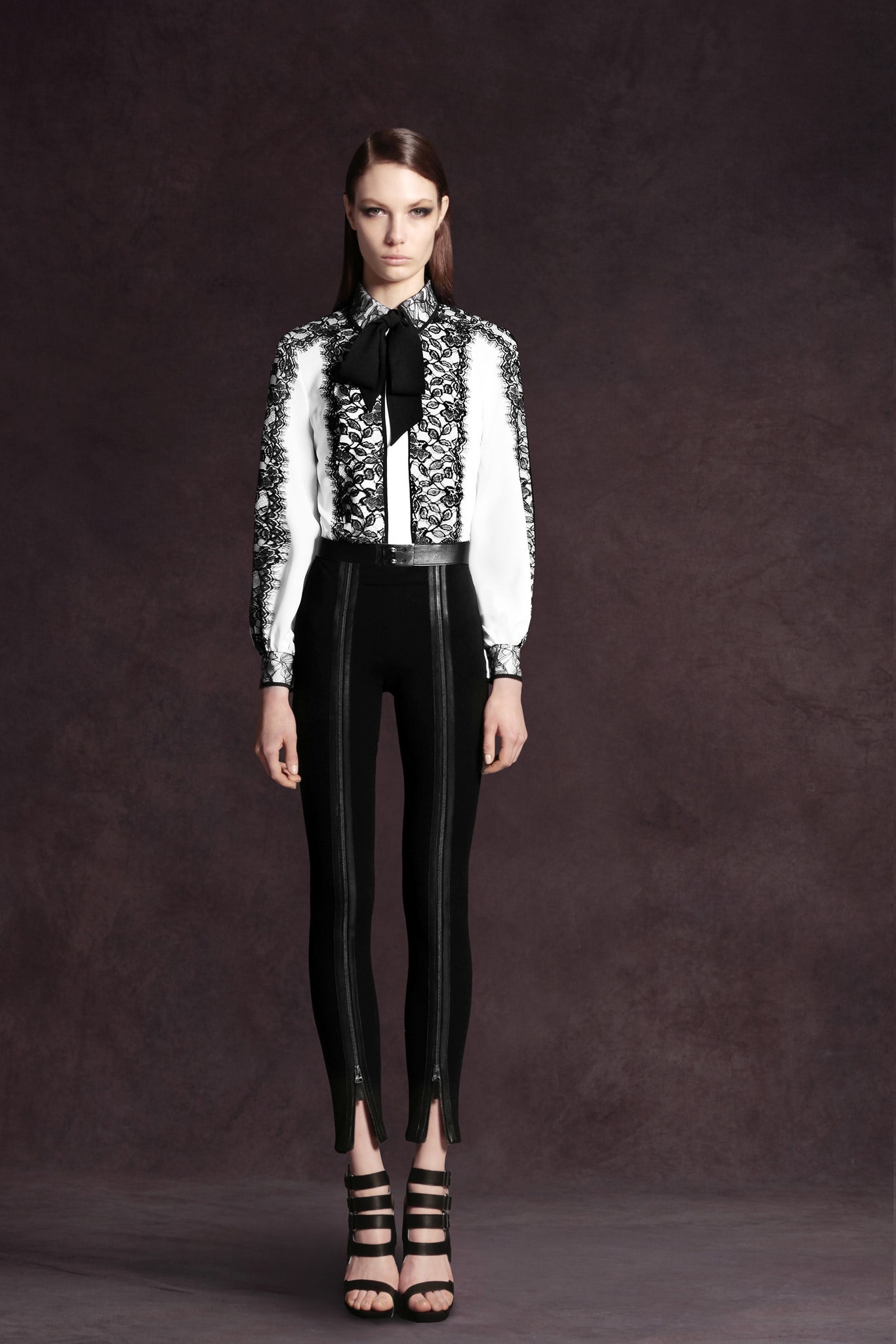 fitted black and white shirt with pants
