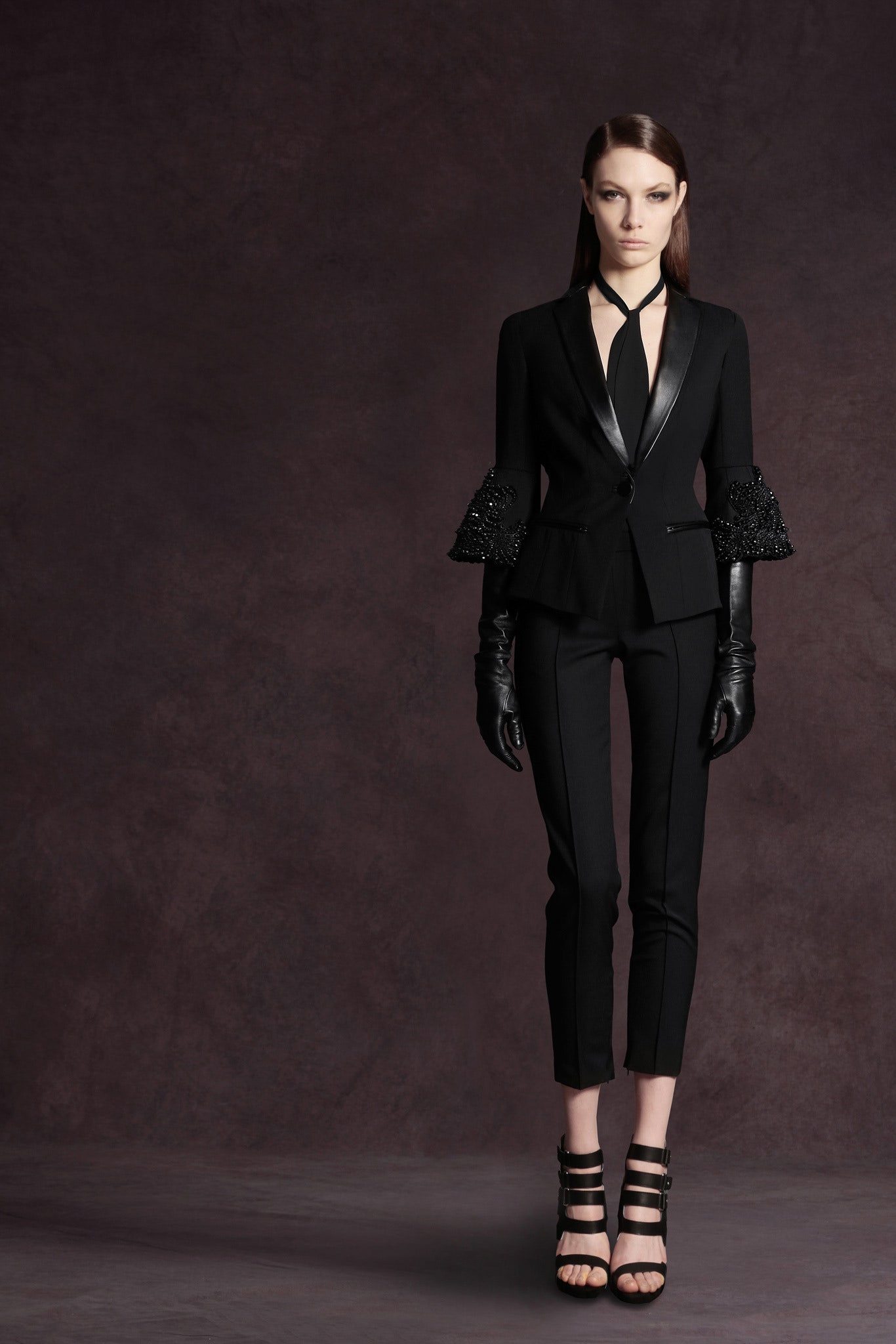 black tailored blazer and pants