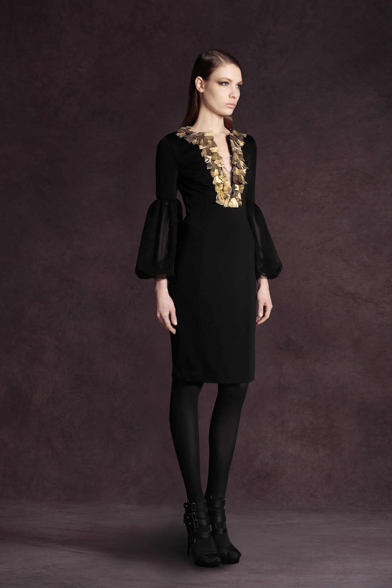 black fitted midi dress