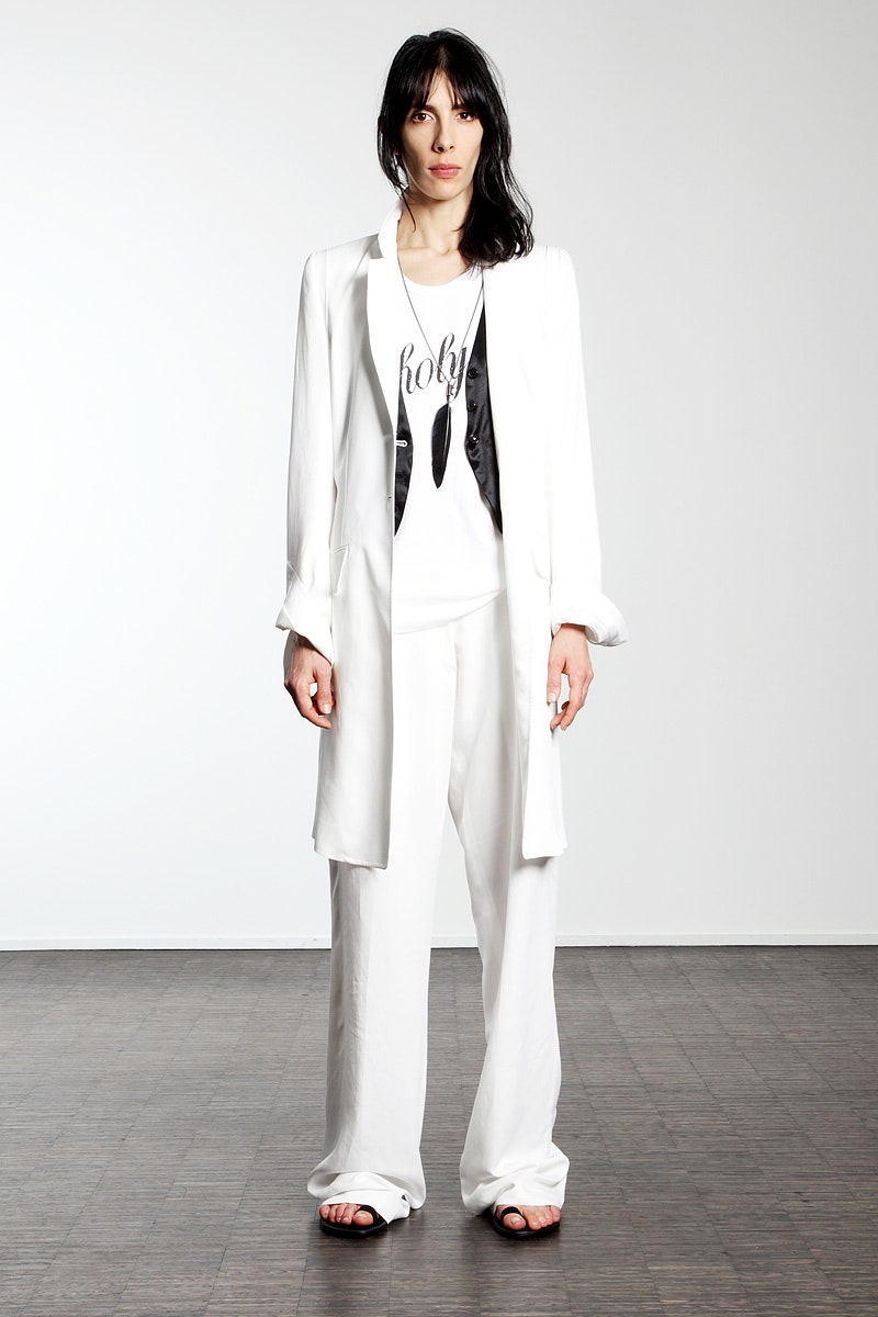 white relaxed blazer and pants