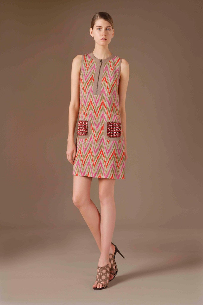 pink beige fitted sleeveless dress