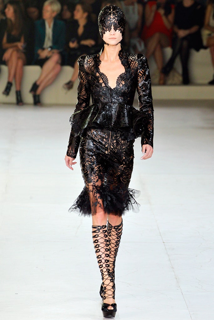 black lace long-sleeve collared structured layered jacket