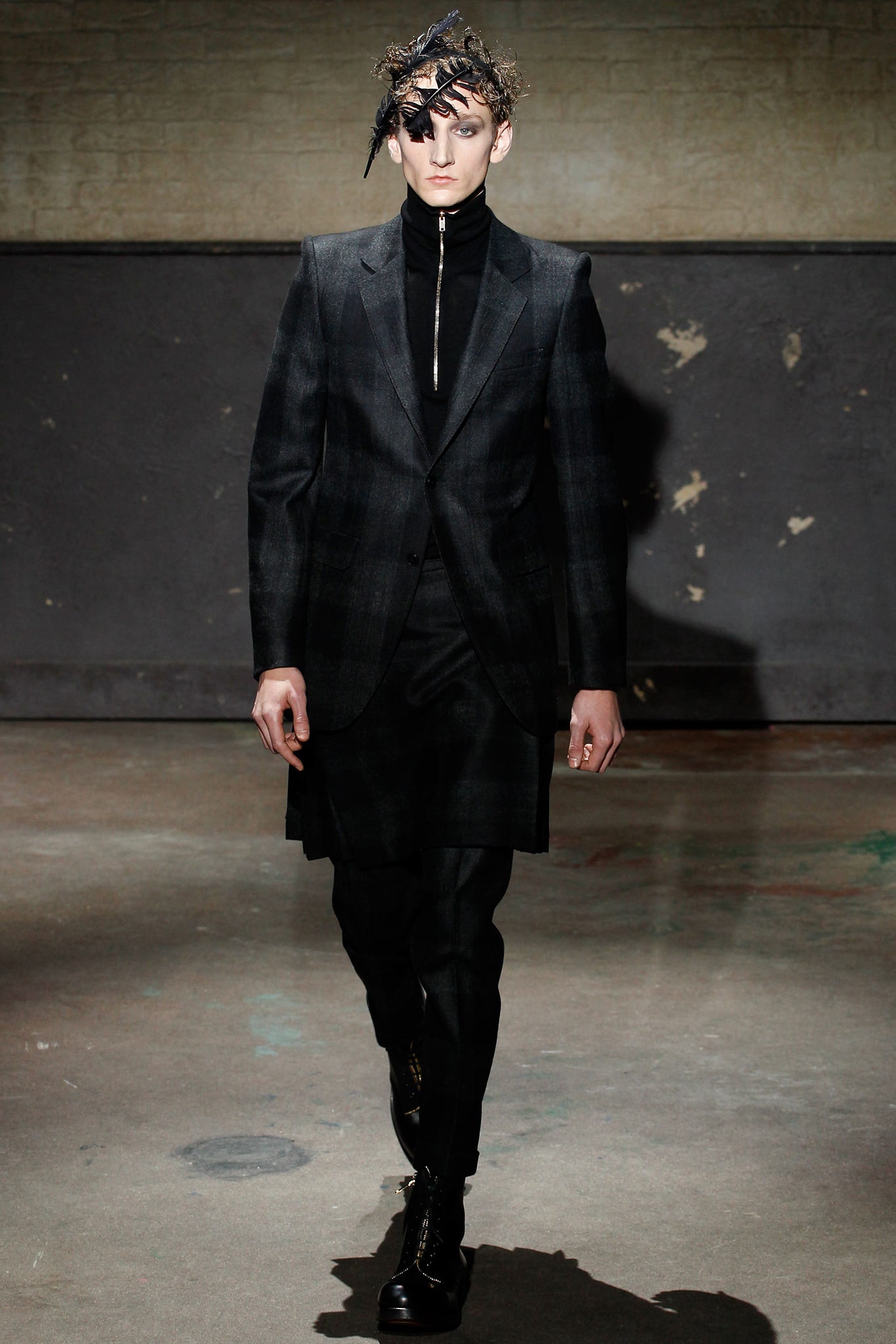 tailored black and gray suit