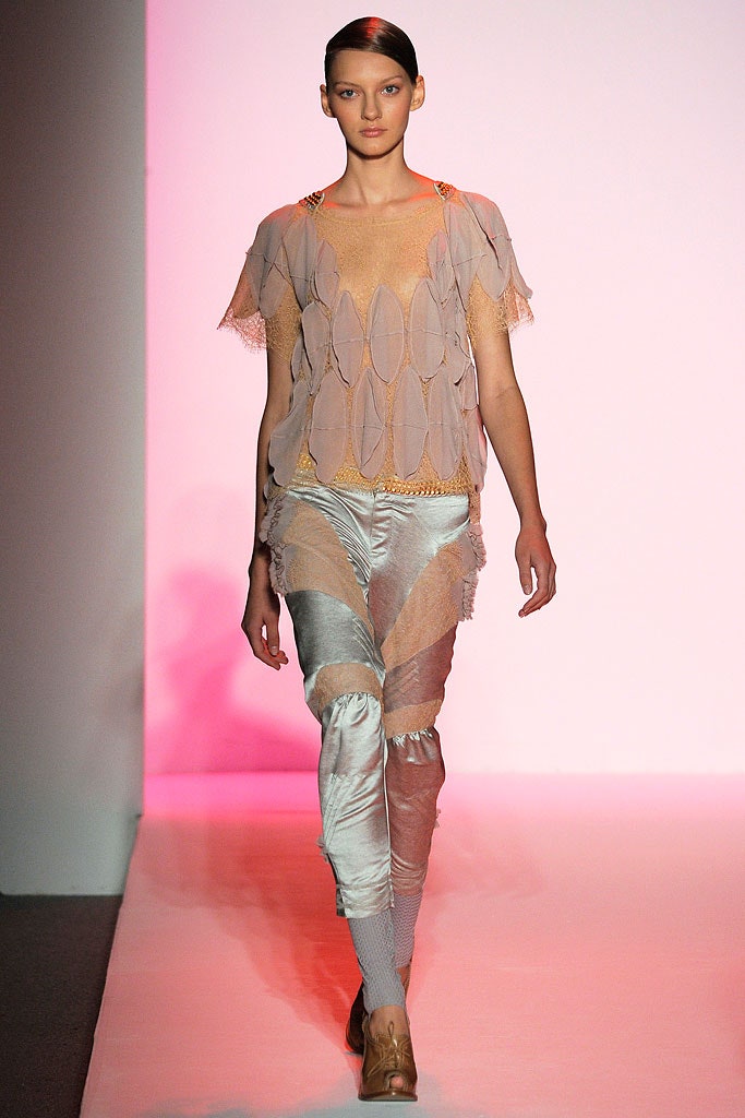 gray silk fitted zippered shiny pants