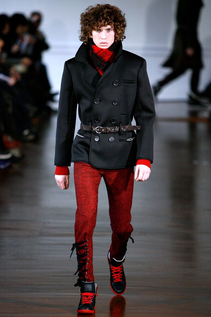 black wool long-sleeve double-breasted tailored buttoned jacket