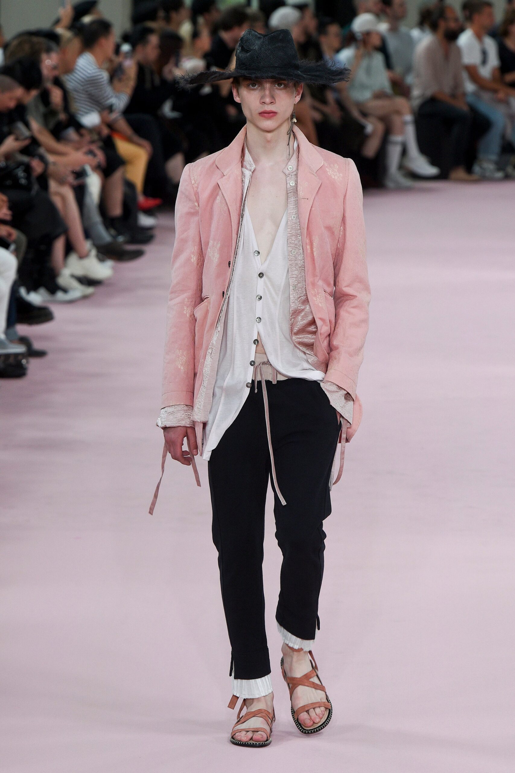 pink cotton long-sleeve collared relaxed layered jacket