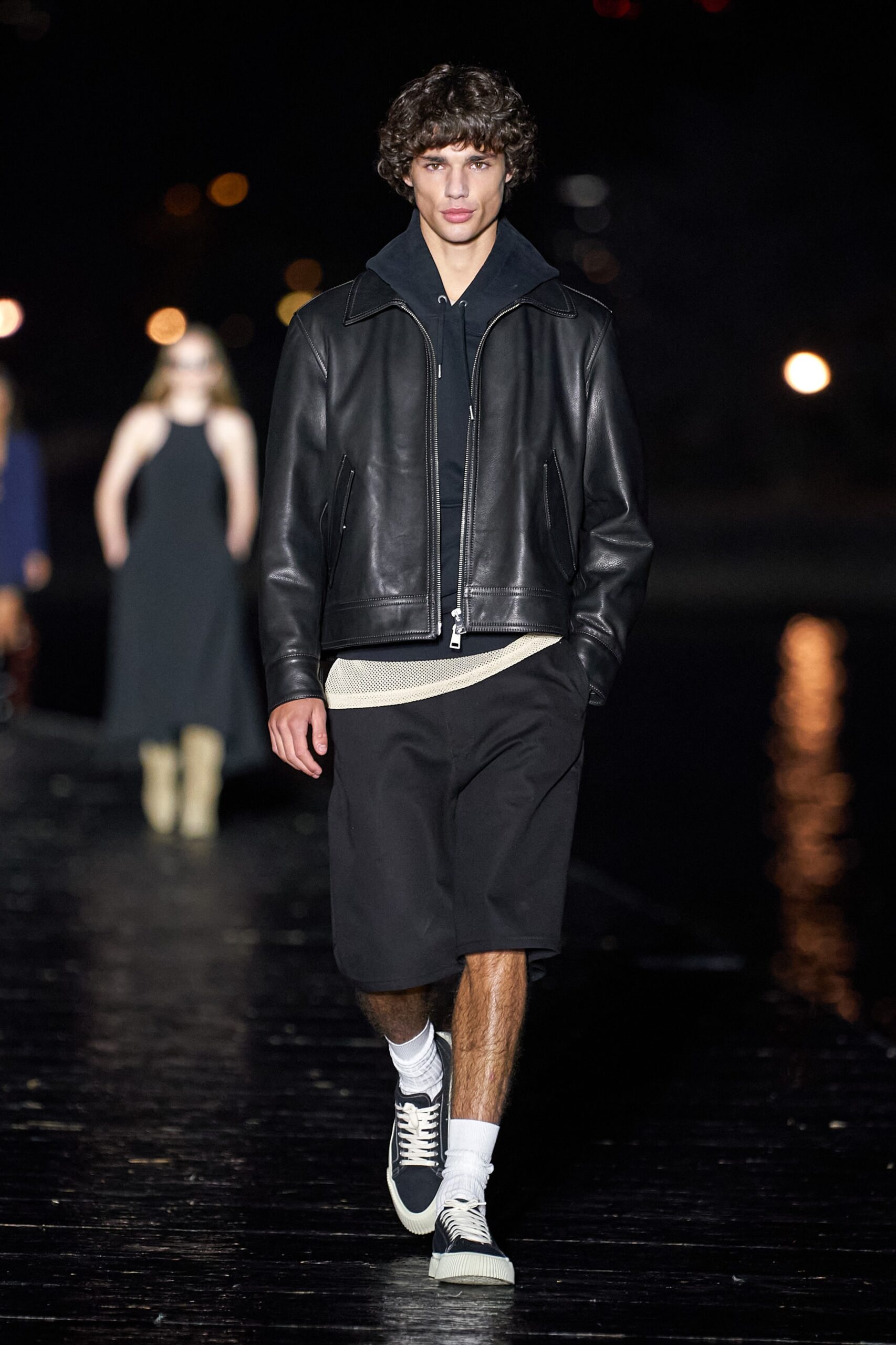 black leather jacket with hoodie