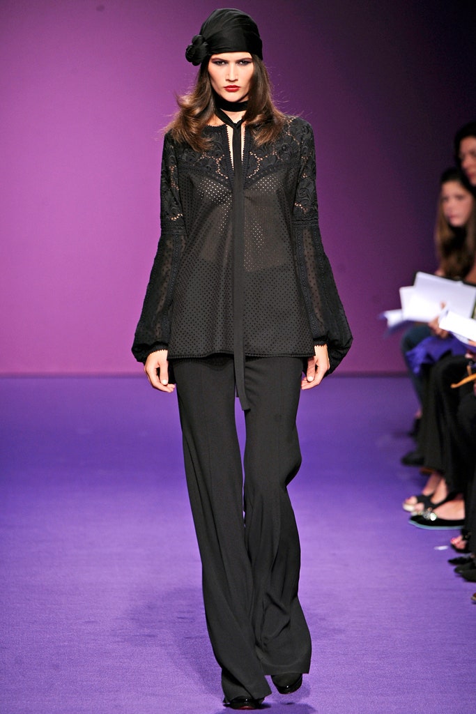 black silk fitted blouse and pants