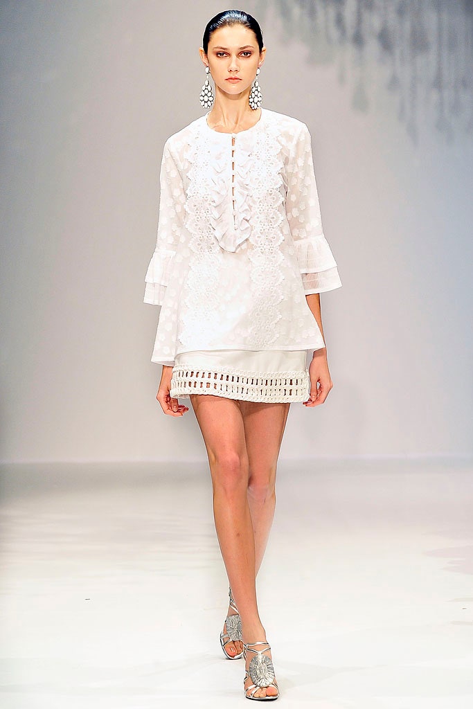 white relaxed top with tiered skirt