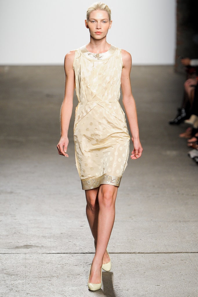 beige silk sleeveless dress
