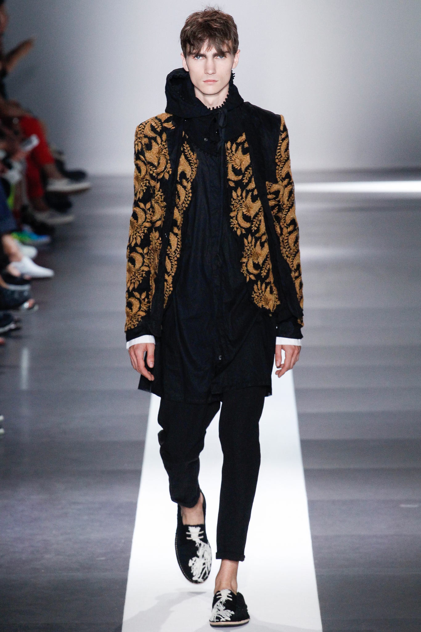black and gold embroidered coat