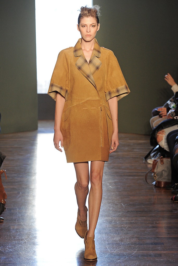 brown suede belted mini dress