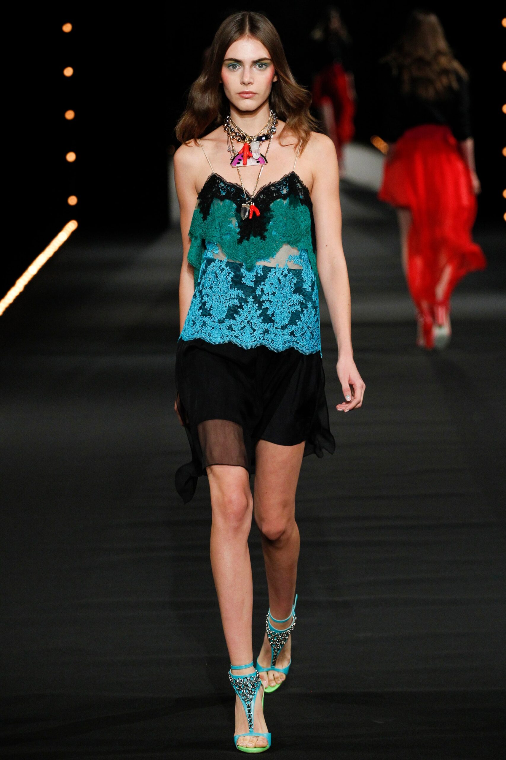 black blue green lace dress