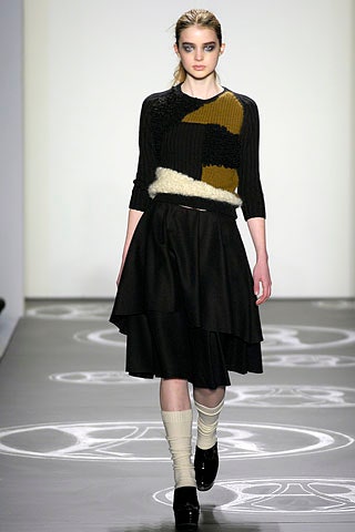 black wool long-sleeve collared fitted color-blocked textured top