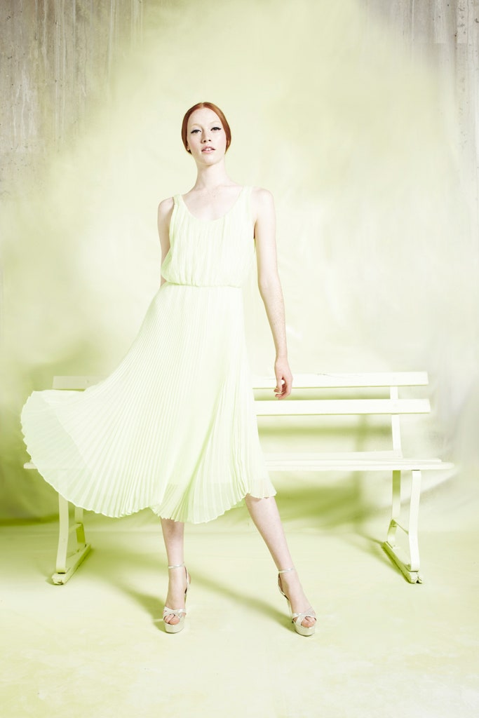 yellow silk sleeveless dress