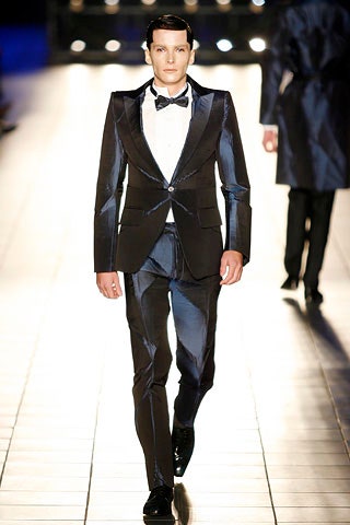 black and blue silk tailored suit