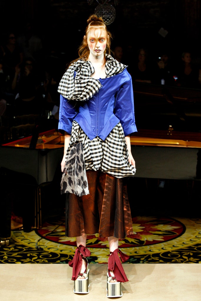 blue fitted blouse with asymmetric skirt