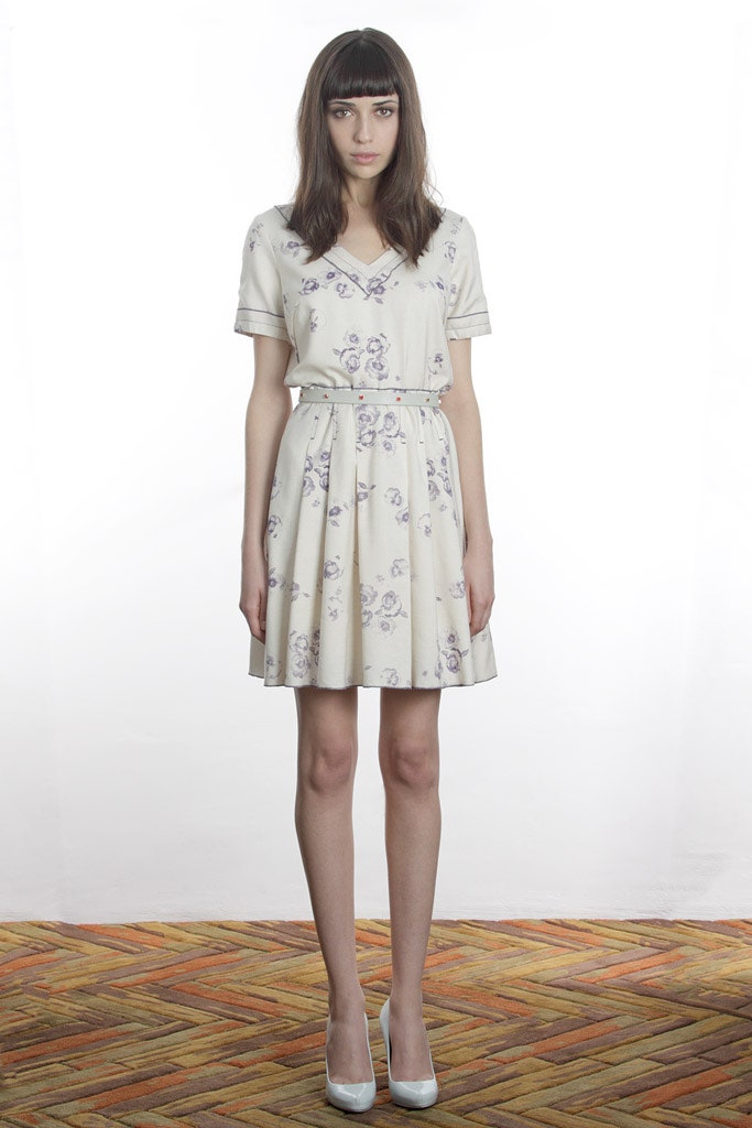 ivory printed mini dress