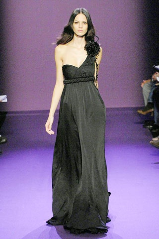 black silk strapless gown