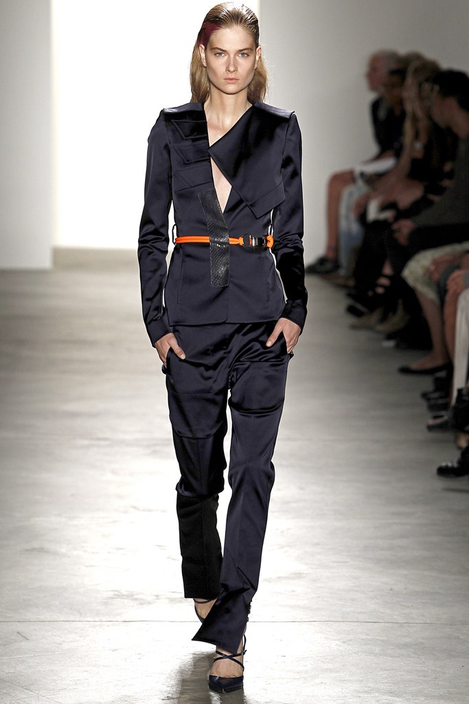 black satin tailored blazer and pants