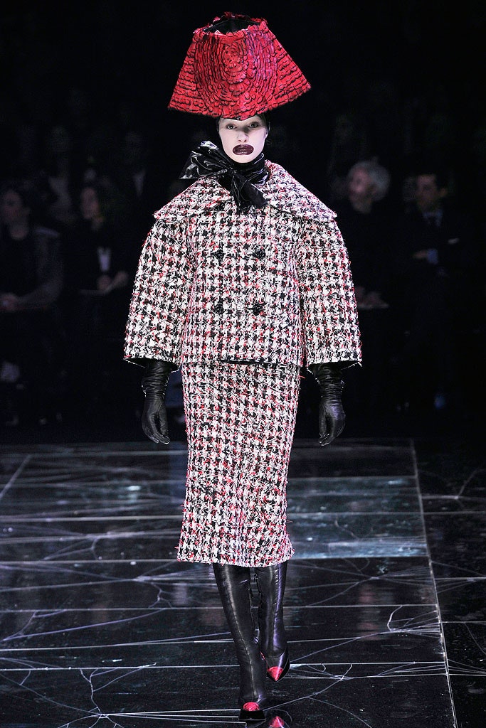 fitted black and white checked suit