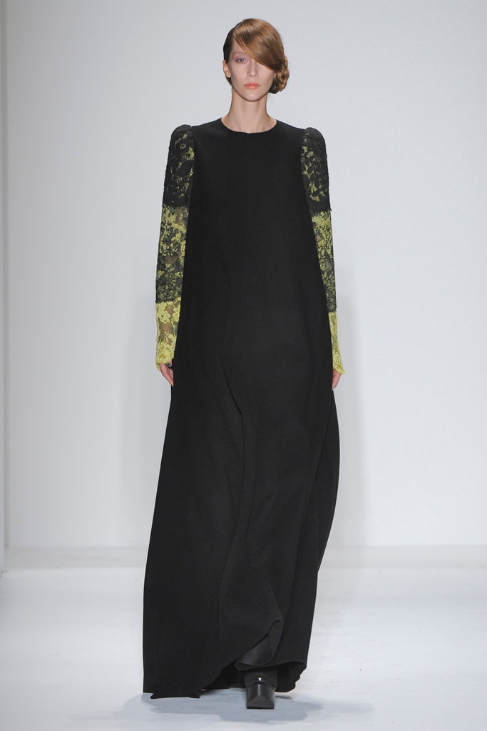 black and yellow long-sleeve gown