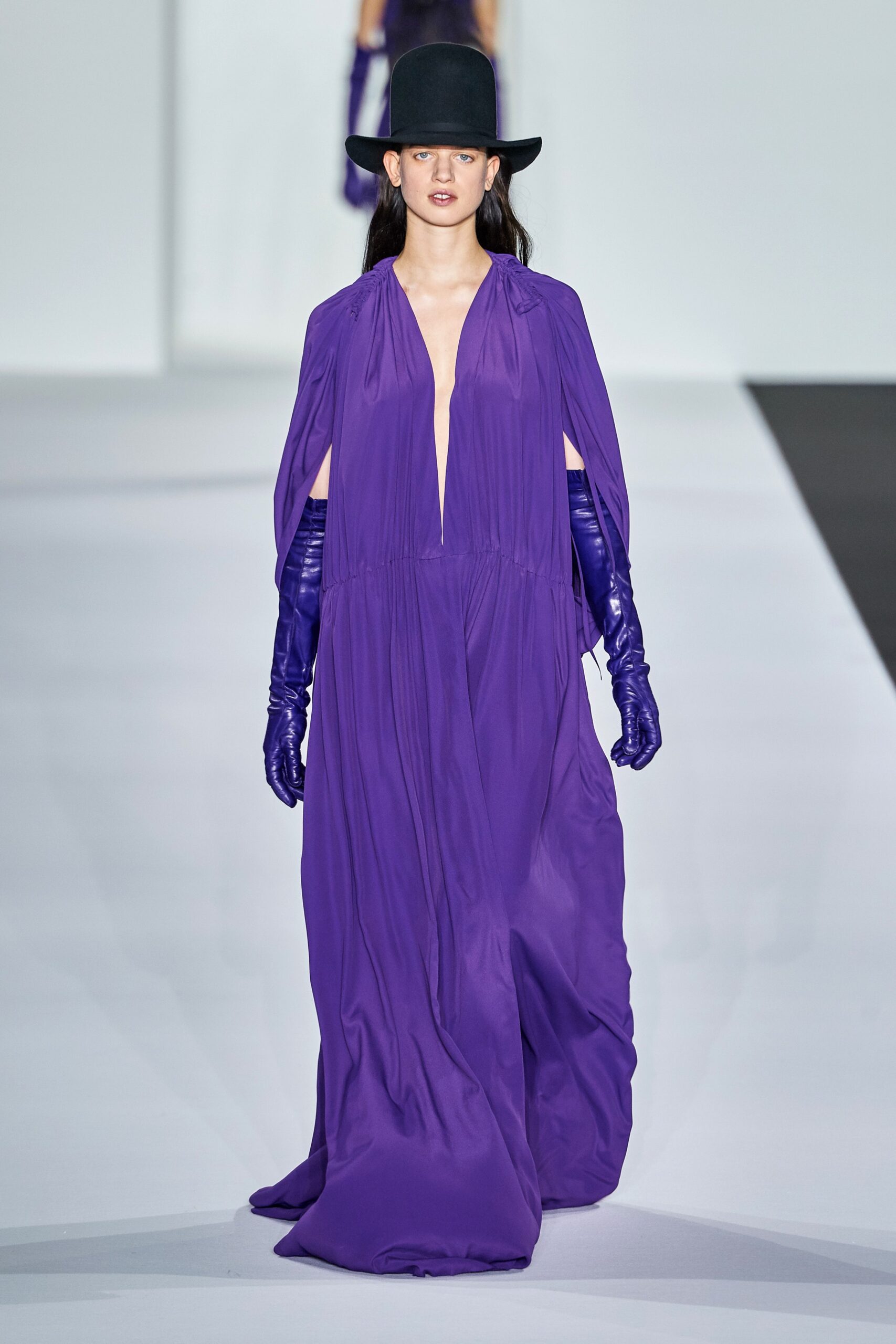 purple silk relaxed gown