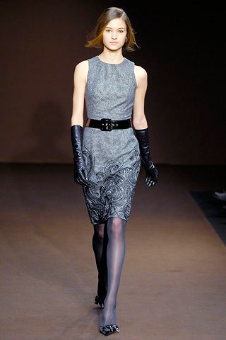 fitted gray silk midi dress