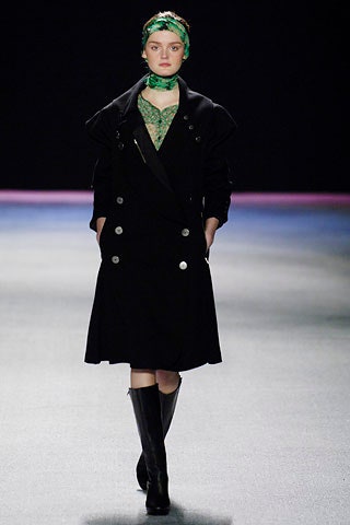 black wool long-sleeve collared fitted buttoned flared coat
