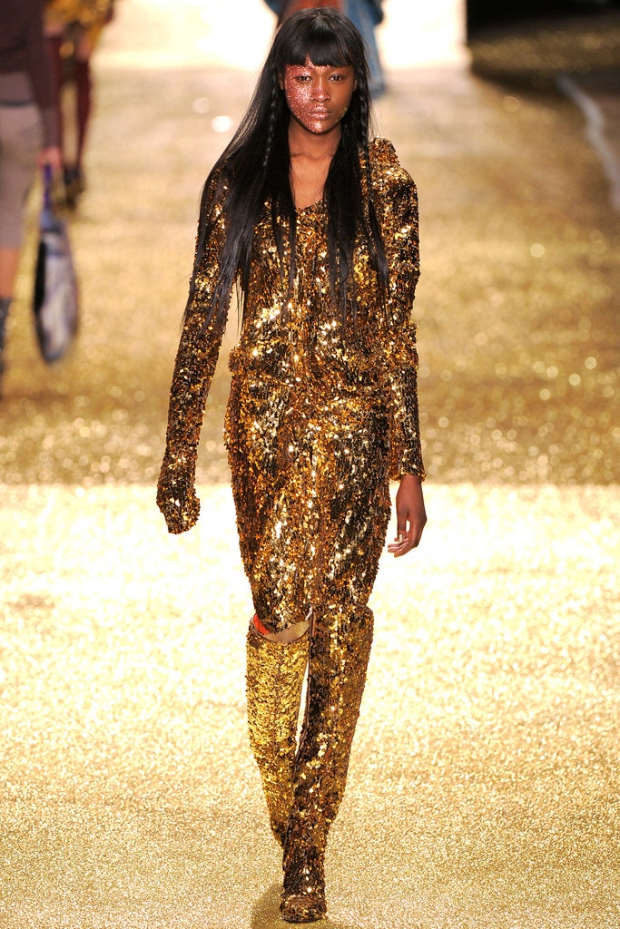 gold sequin fitted catsuit