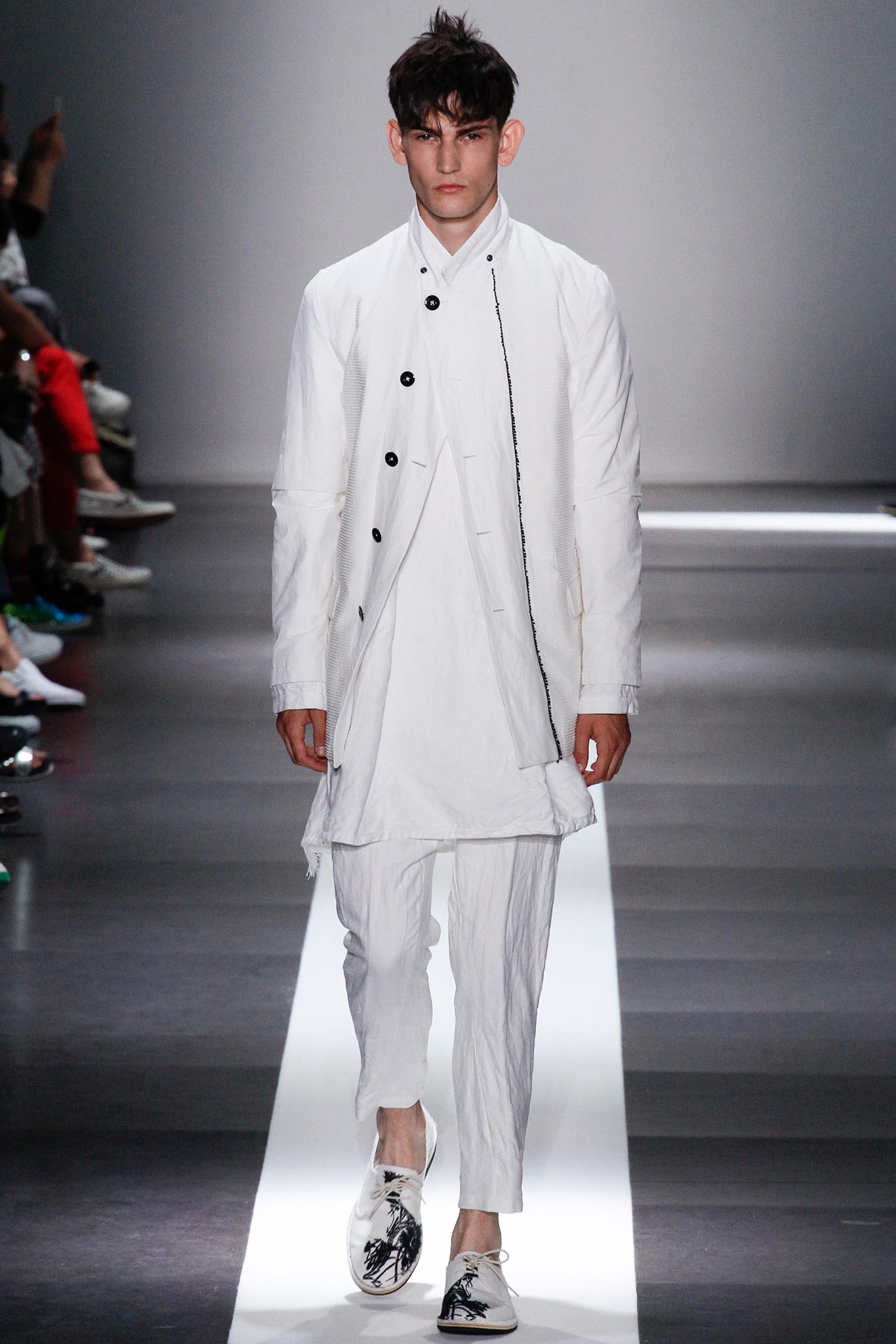 white relaxed coat and shirt