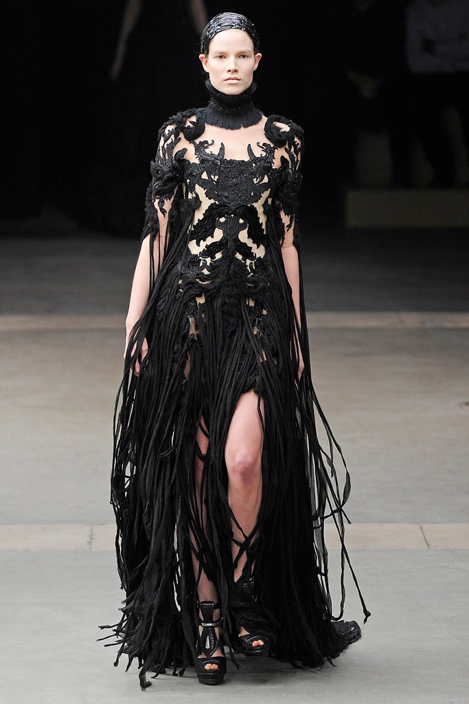 black silk sleeveless gown