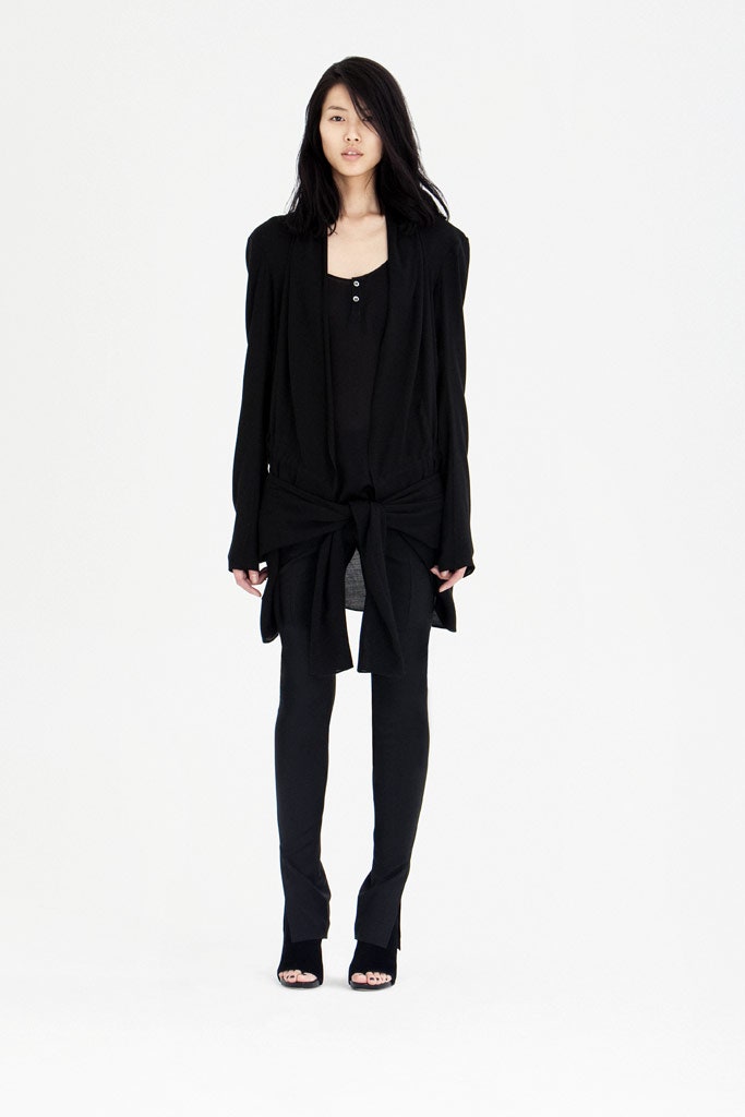 black relaxed coat with fitted top