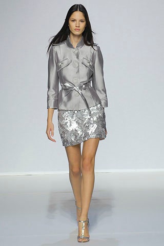 gray satin long-sleeve collared fitted buttoned belted jacket