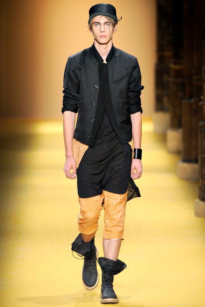 black fitted jacket with relaxed pants