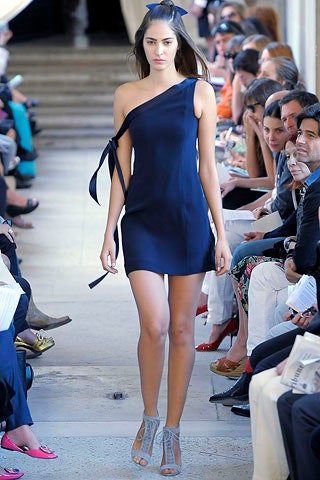 blue silk sleeveless asymmetric fitted mini dress