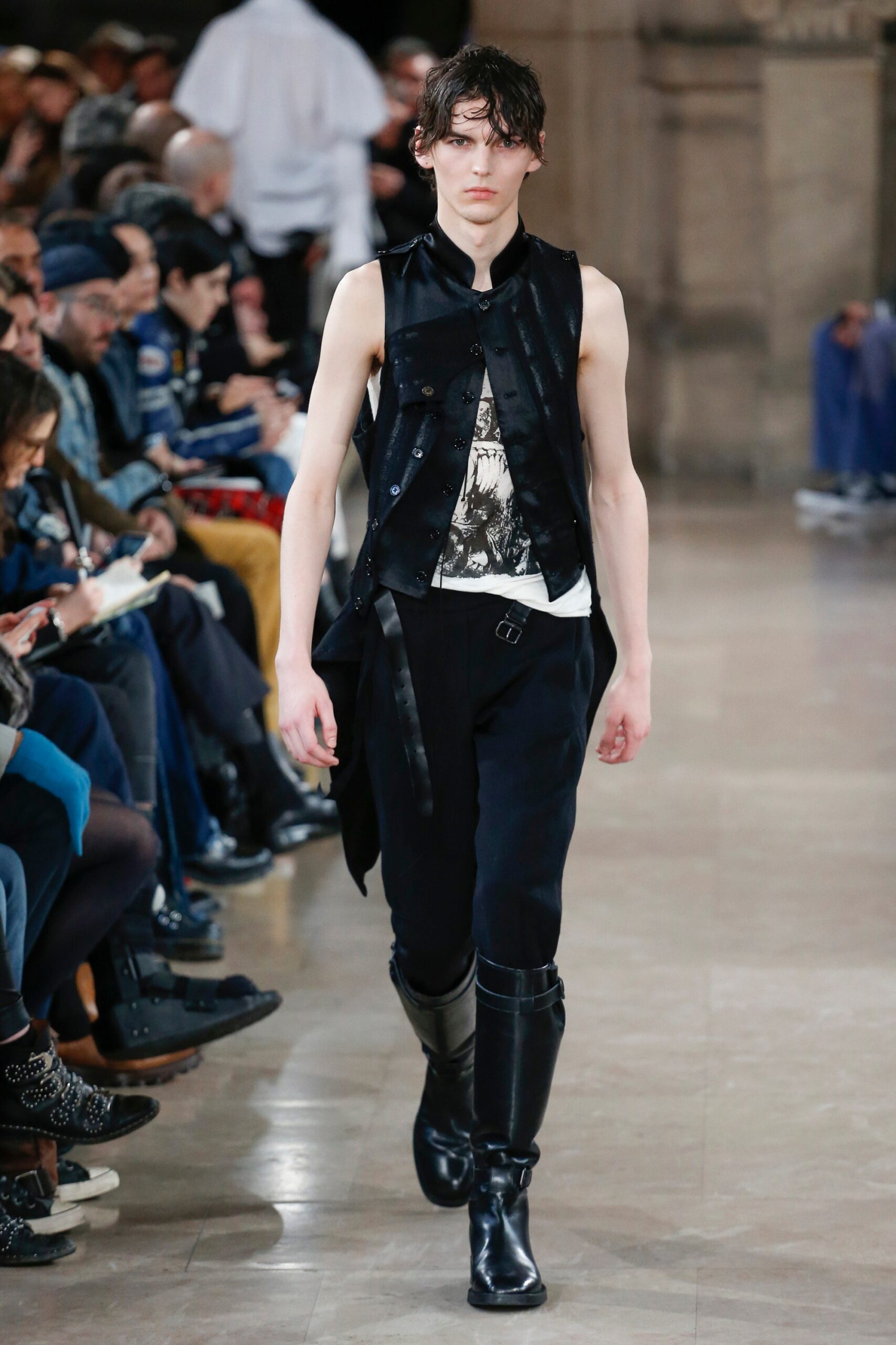 black leather vest with t-shirt