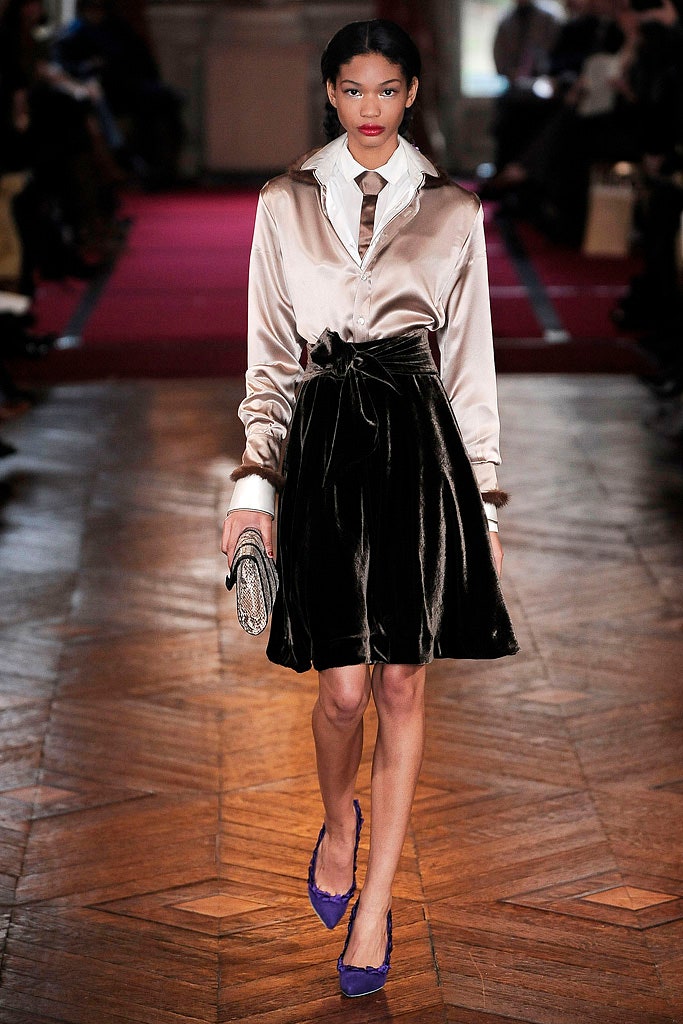 beige silk long-sleeve collared fitted buttoned shirt