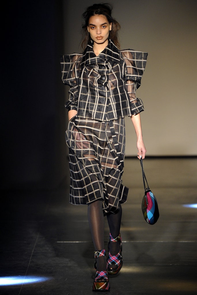 black and white checked midi dress