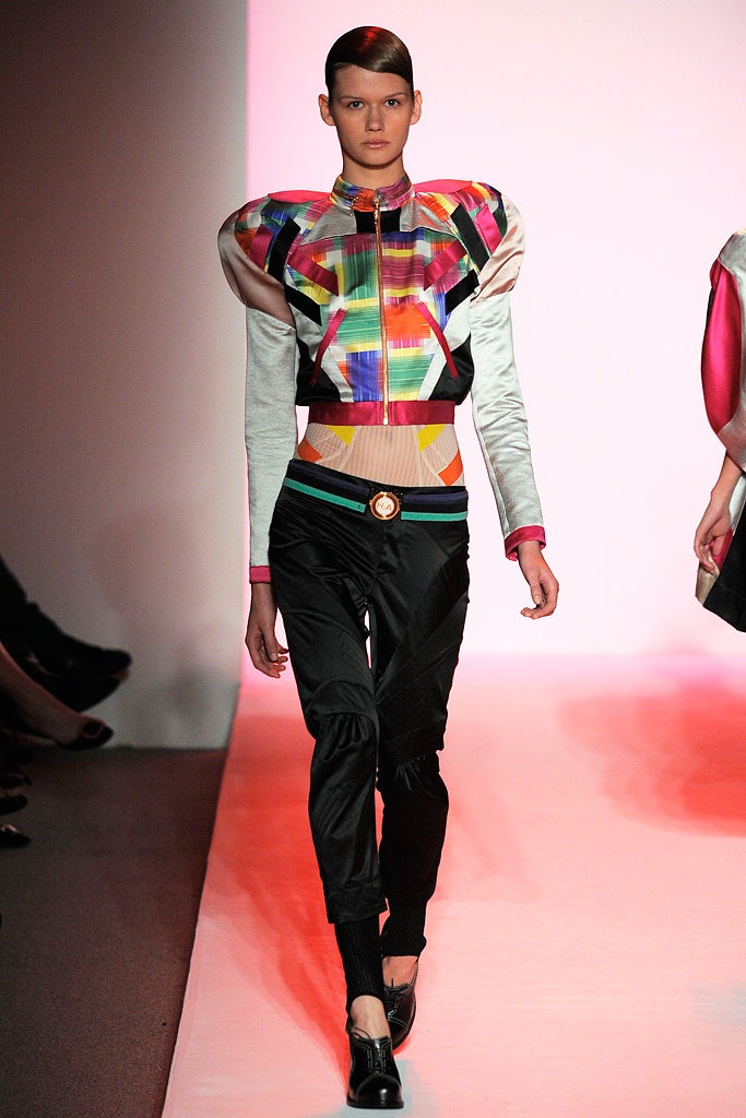 multi cotton long-sleeve collared fitted color-blocked jacket