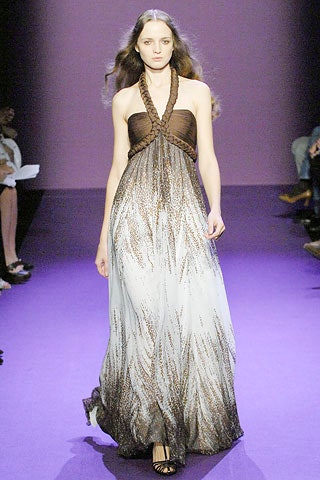 brown and white flowing gown