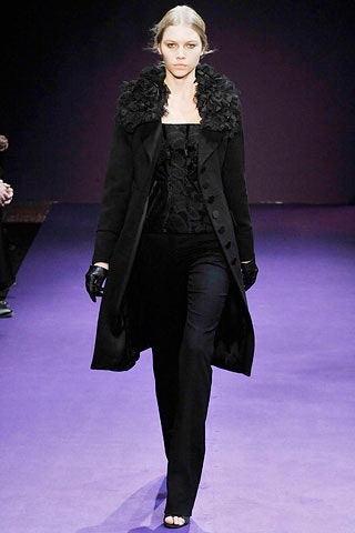 black wool coat with silk top