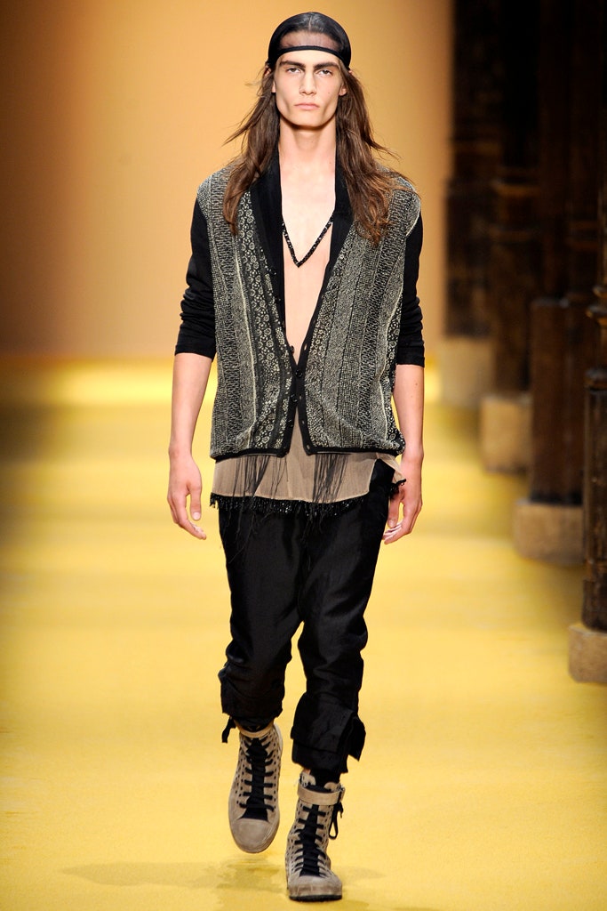 relaxed black cardigan with beige top