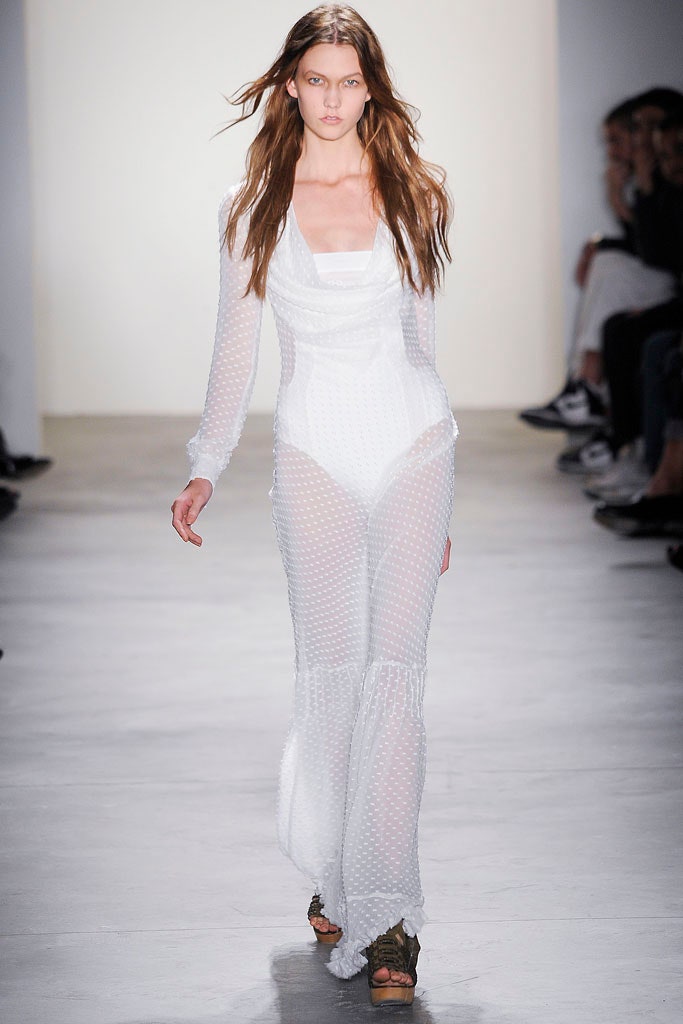 white sheer long-sleeve dress
