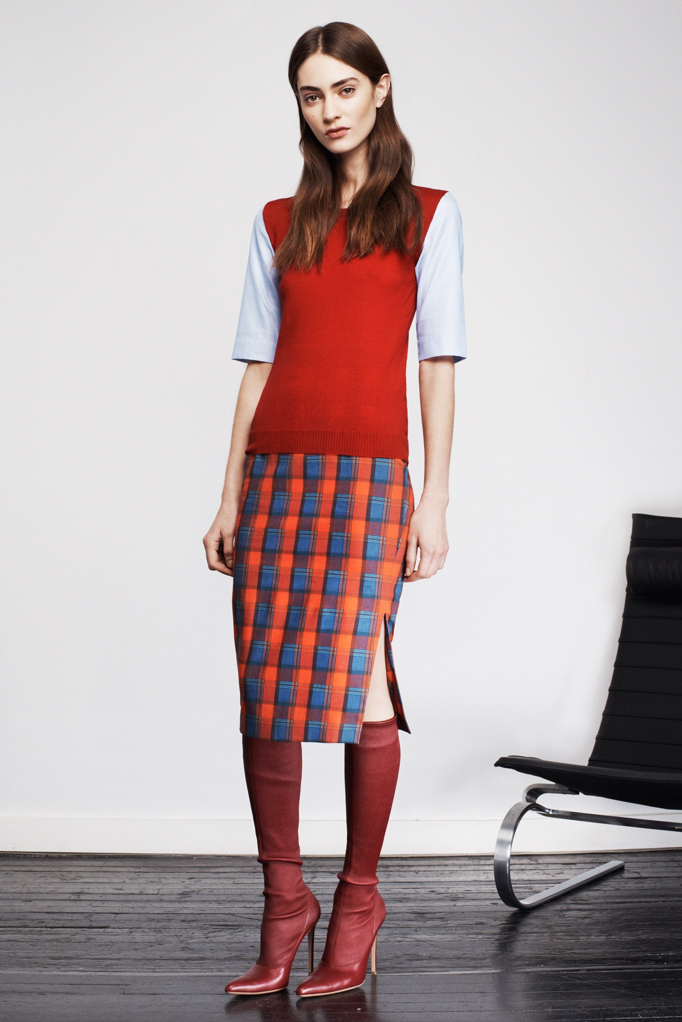 multi slit fitted pencil skirt