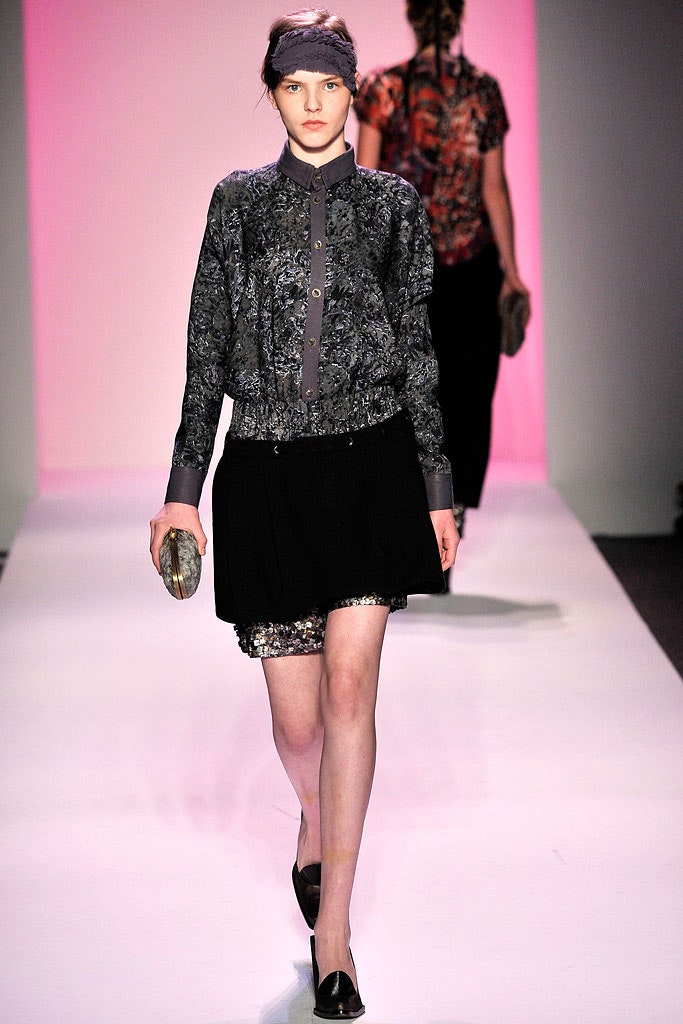 black silk blouse and mini skirt