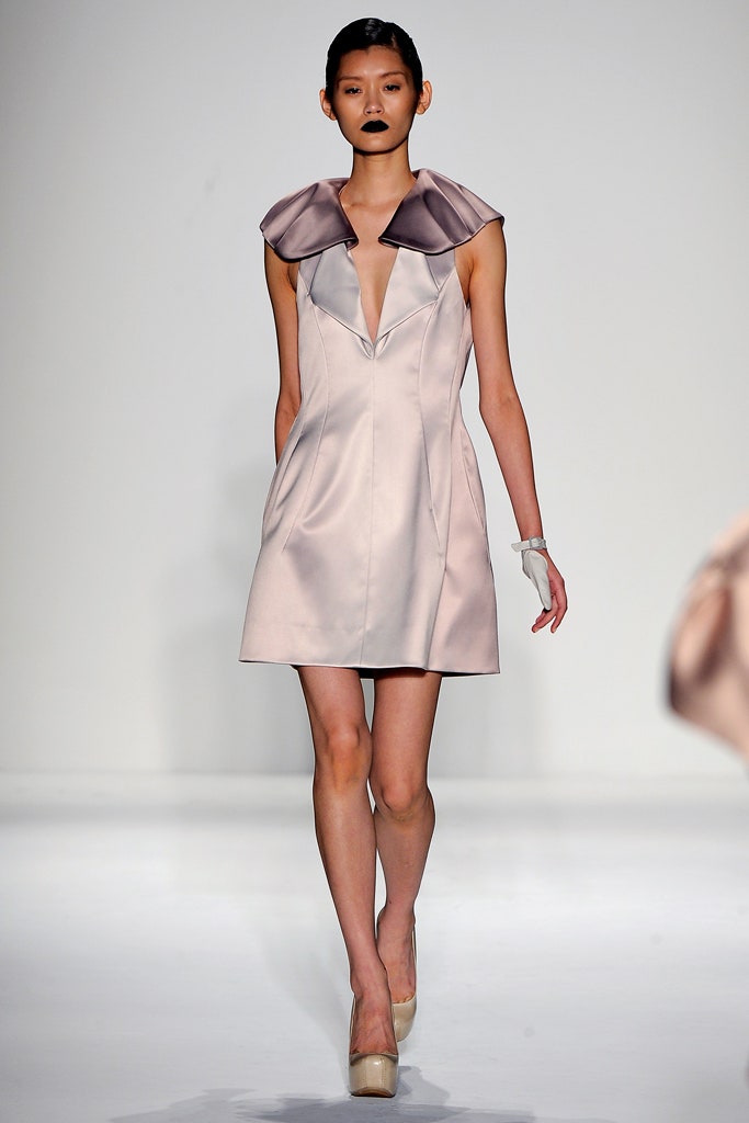 fitted pink satin dress