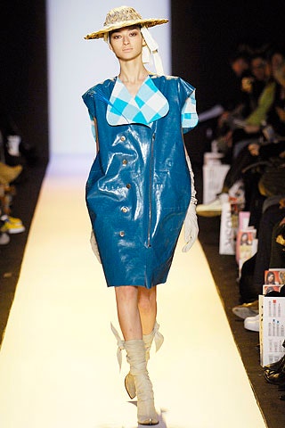 blue vinyl mini dress with hat